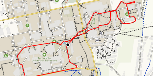 Laufstrecke des Campuslaufs markiert auf Karte 