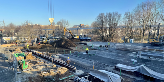 Baufortschritt Erweiterungsbau Sport an der Otto-Hahn-Str. 3 Stand Dezember 2022